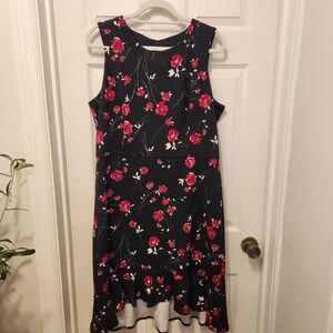 H-Lo Flounce Hem Black Floral Dress